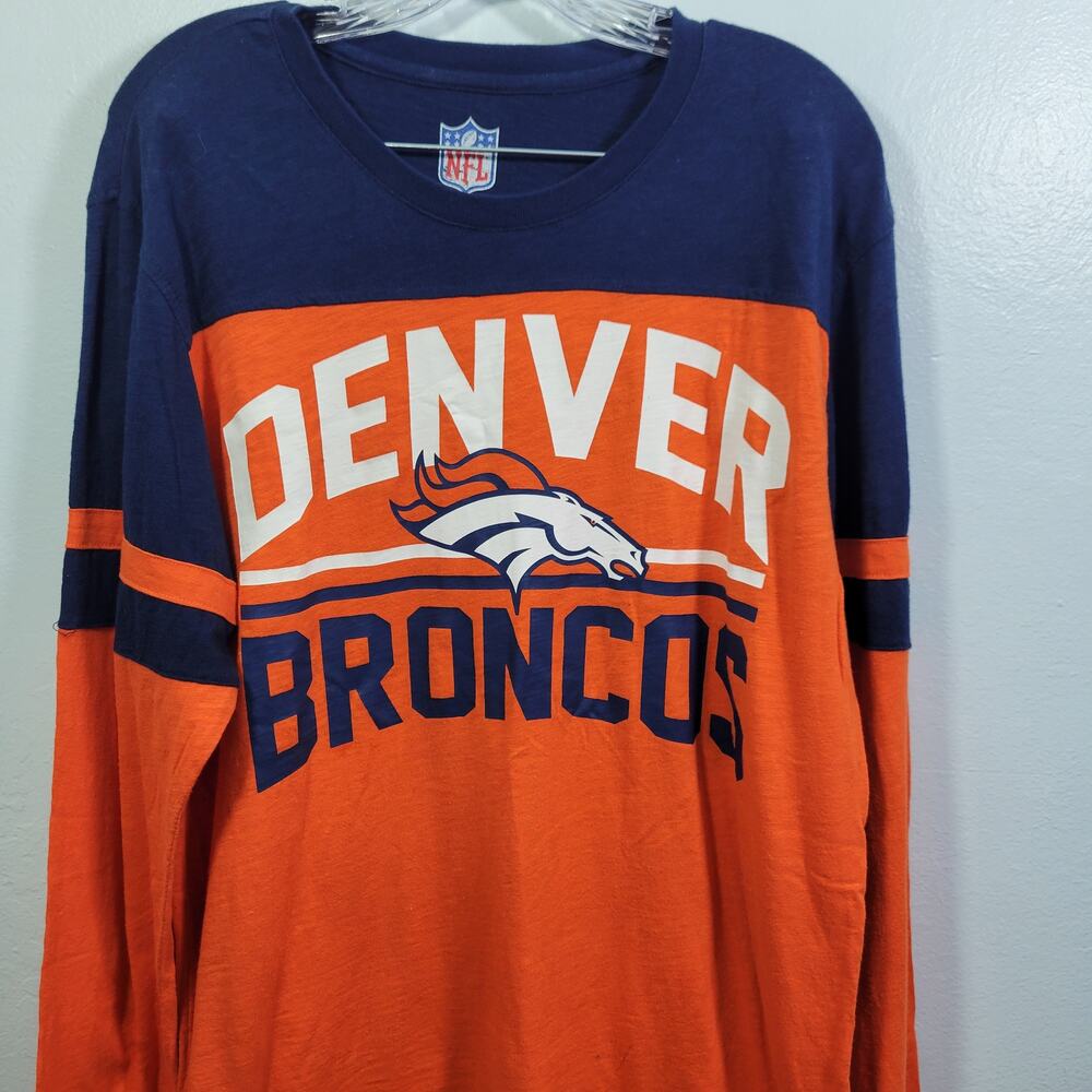 Denver Bronco's Men's Orange & Navy NFL Long Sleeve T Shirt Size L 12925-1243 - Picture 2 of 6